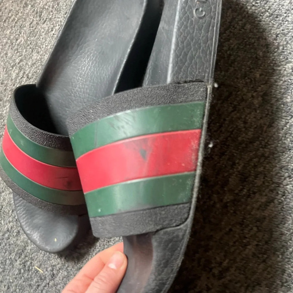 Gucci Red Green Stripe Slides, size 9 - Picture 5 of 16